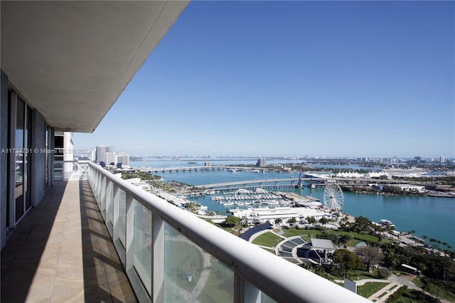 balcony with a water view