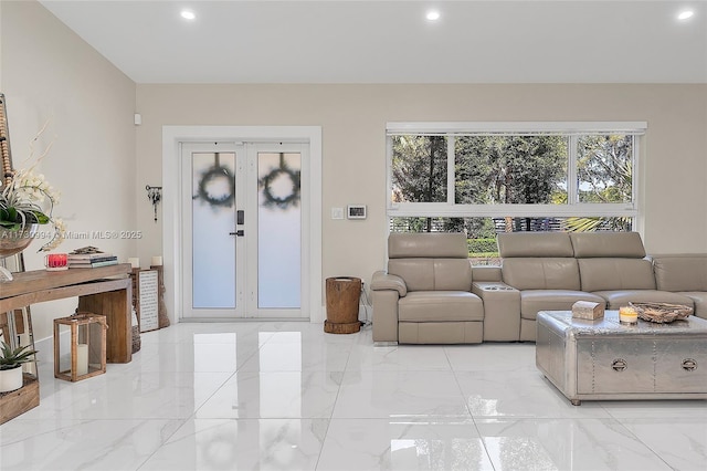 living room with french doors