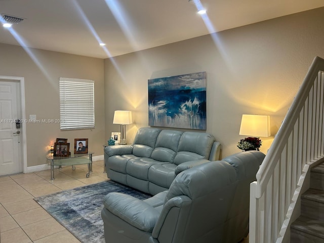 view of tiled living room