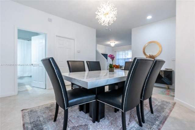 dining room featuring a chandelier