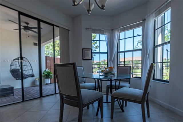 dining area featuring a chandelier