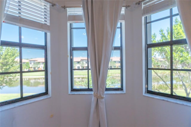 room details featuring a water view