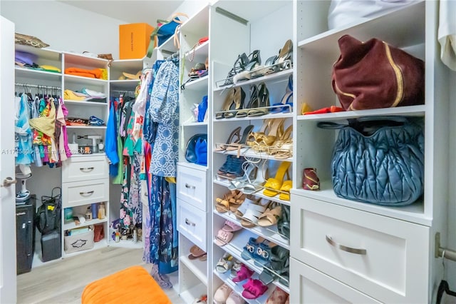 walk in closet featuring light hardwood / wood-style floors