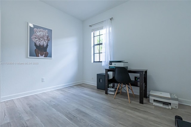 office area featuring hardwood / wood-style floors