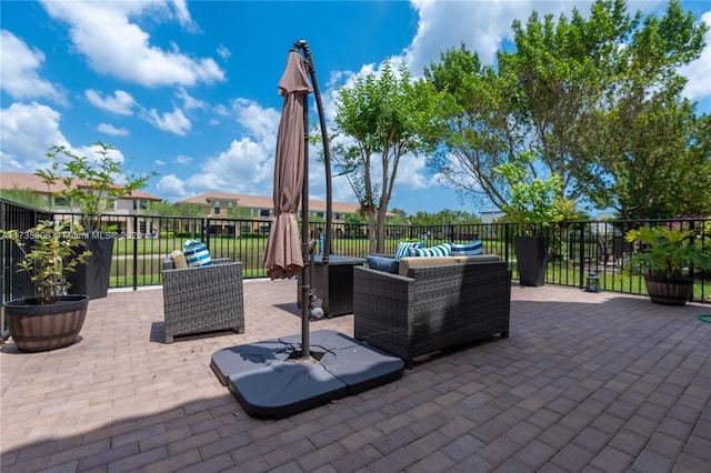 view of patio featuring an outdoor living space