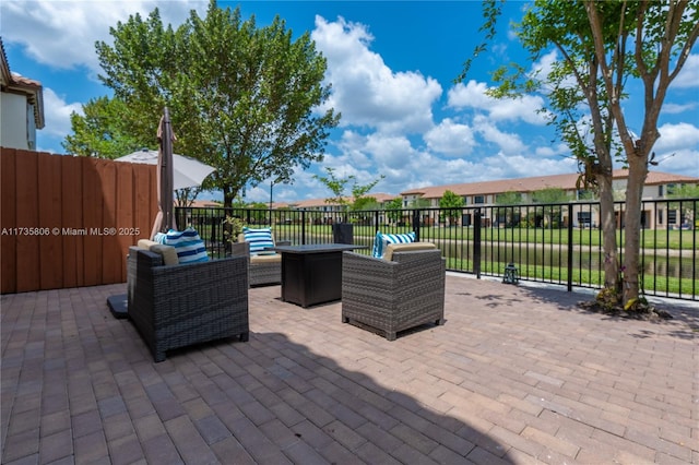 view of patio featuring an outdoor living space