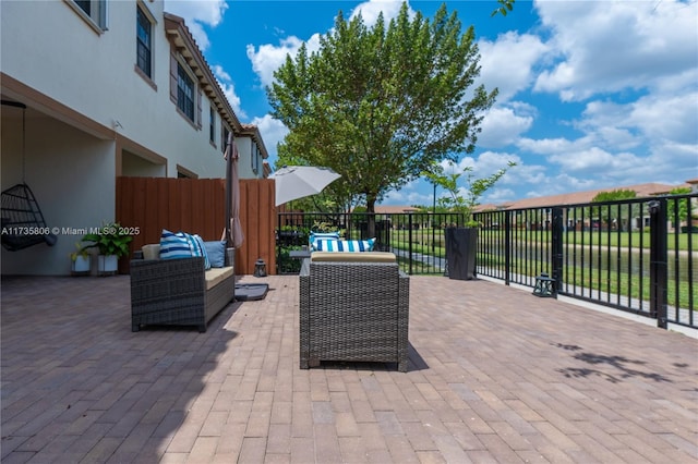 view of patio / terrace with an outdoor living space