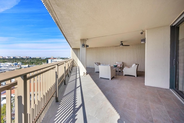 balcony with ceiling fan