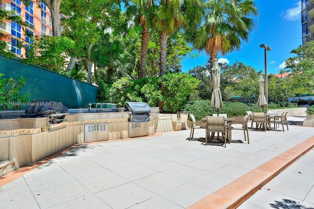 view of patio / terrace featuring an outdoor kitchen and grilling area