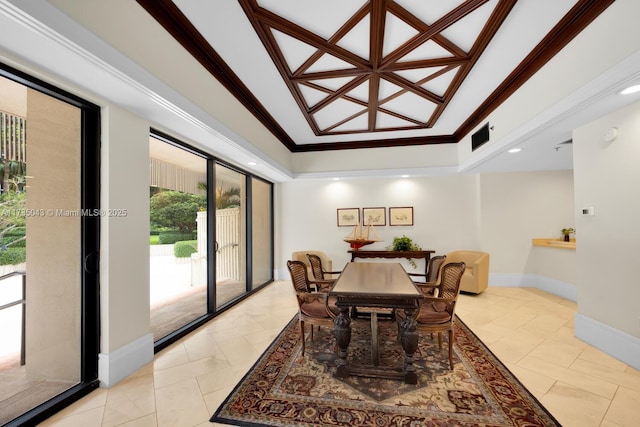 dining room with crown molding