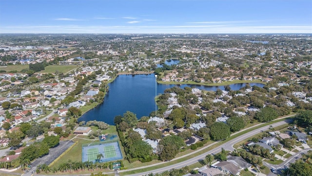 bird's eye view featuring a water view