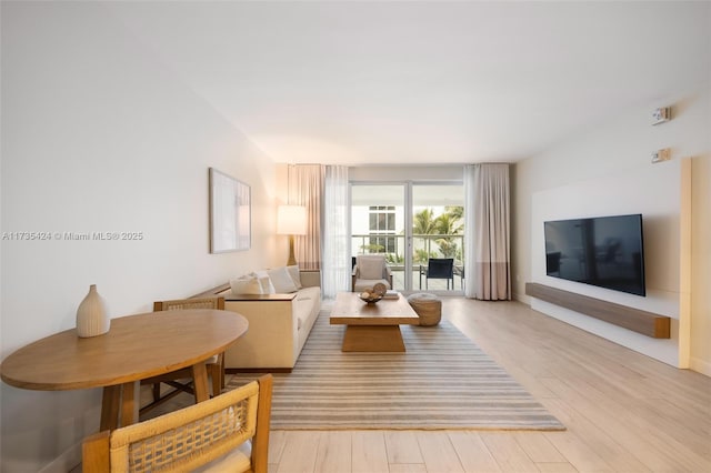 living room featuring light hardwood / wood-style floors