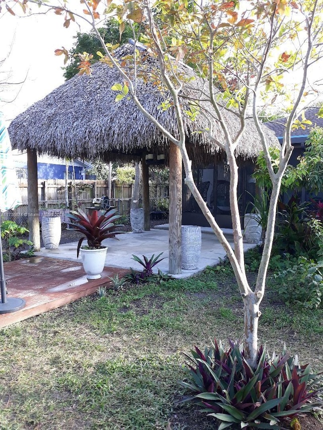 view of yard with a patio and a gazebo