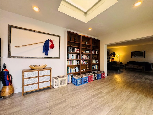 living area featuring hardwood / wood-style flooring