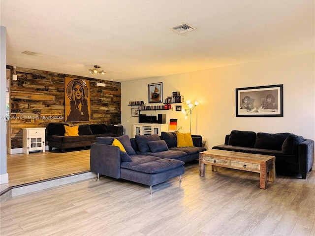 living room featuring light wood-type flooring