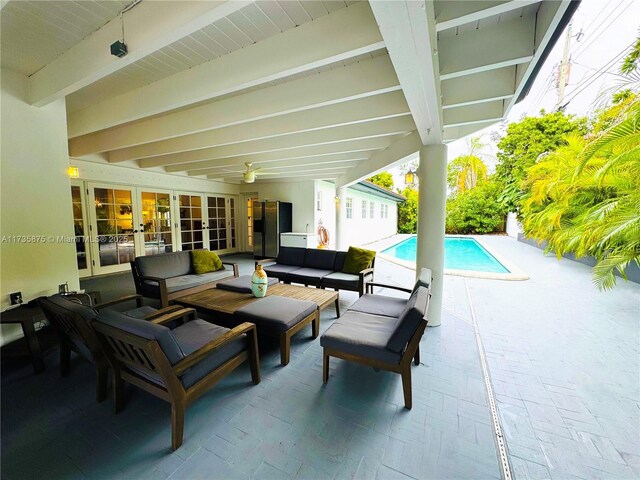 view of patio / terrace featuring french doors and an outdoor hangout area