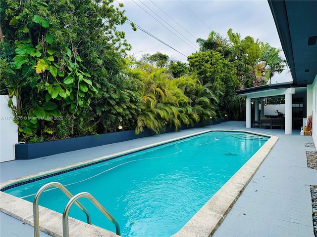 view of swimming pool with a patio area