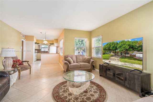 view of tiled living room