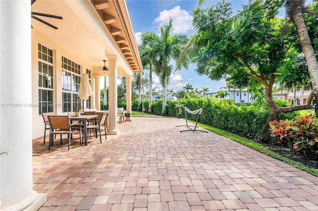 view of patio with ceiling fan