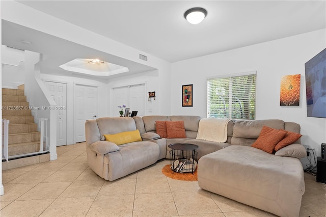 view of tiled living room