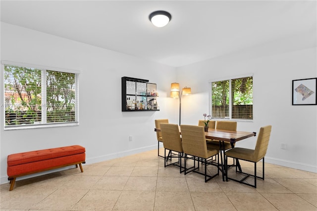 view of tiled dining area