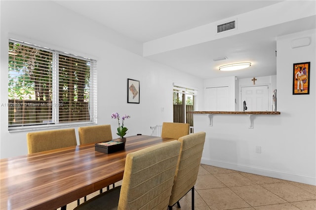 view of tiled dining room