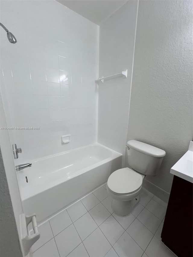 full bathroom with tile patterned floors, vanity, toilet, and shower / bathing tub combination