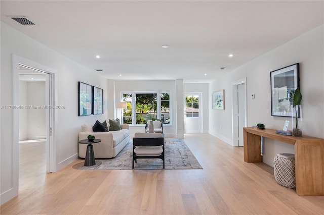 living room featuring light hardwood / wood-style floors