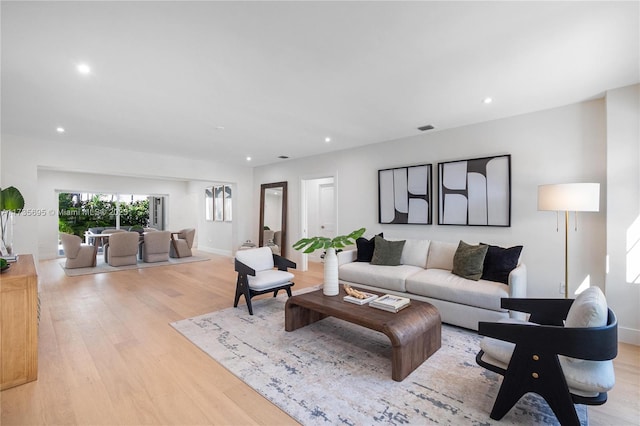 living room featuring light hardwood / wood-style flooring