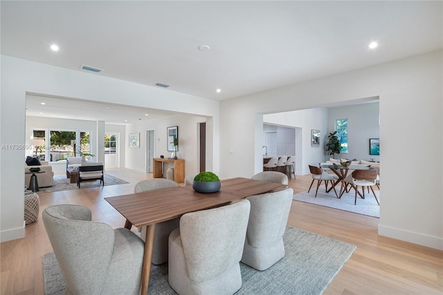 dining area featuring light hardwood / wood-style flooring