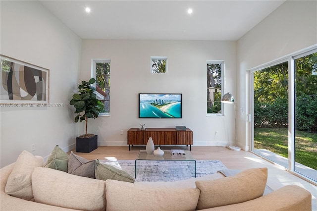 living room featuring light hardwood / wood-style floors