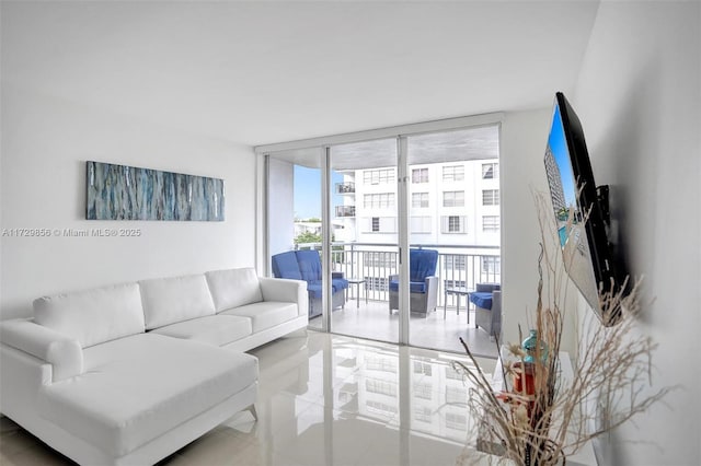 living room featuring expansive windows