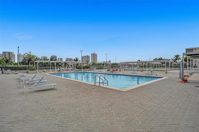 view of pool featuring a patio area