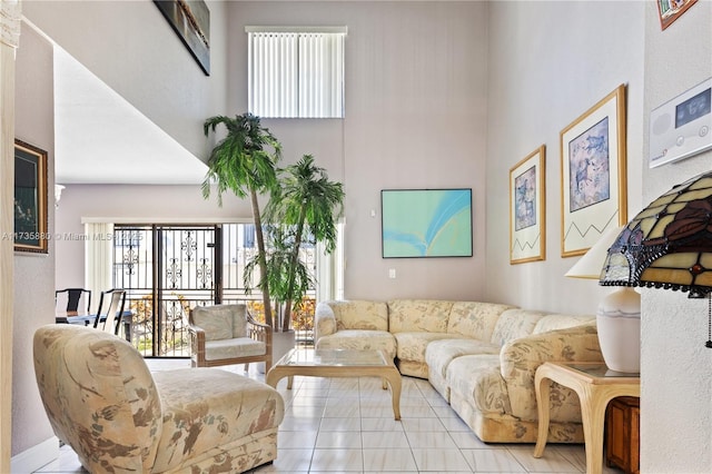 view of tiled living room