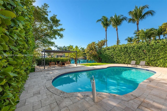 view of pool featuring a gazebo and a patio area