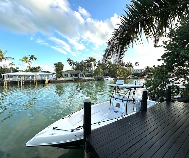 dock area featuring a water view