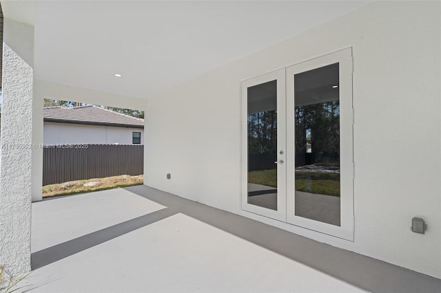 view of patio featuring french doors