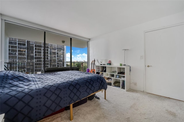 carpeted bedroom with access to outside