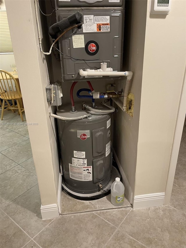 utility room featuring water heater