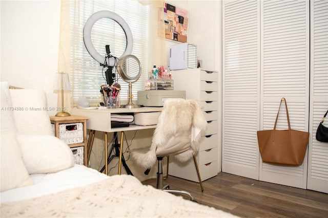 interior space featuring dark hardwood / wood-style flooring and a closet