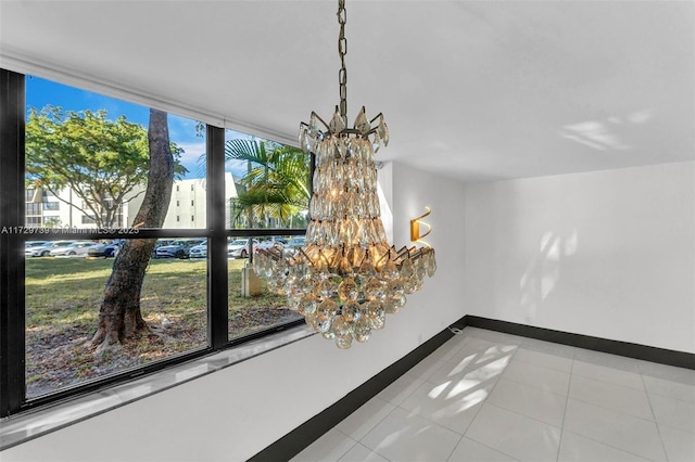 room details with an inviting chandelier