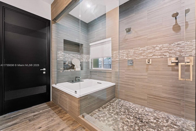 bathroom with plus walk in shower