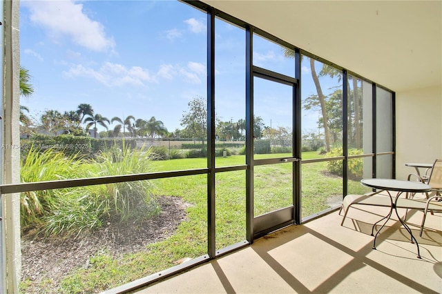 view of unfurnished sunroom