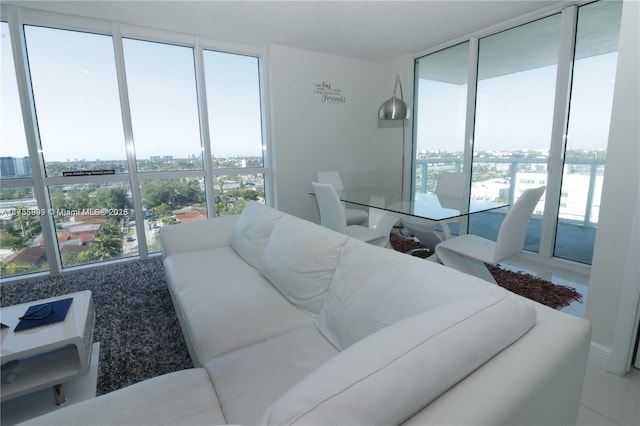 living room with expansive windows and a wealth of natural light