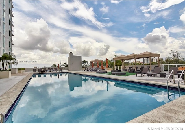 view of swimming pool featuring a patio