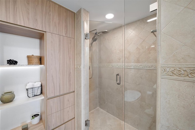 bathroom featuring walk in shower