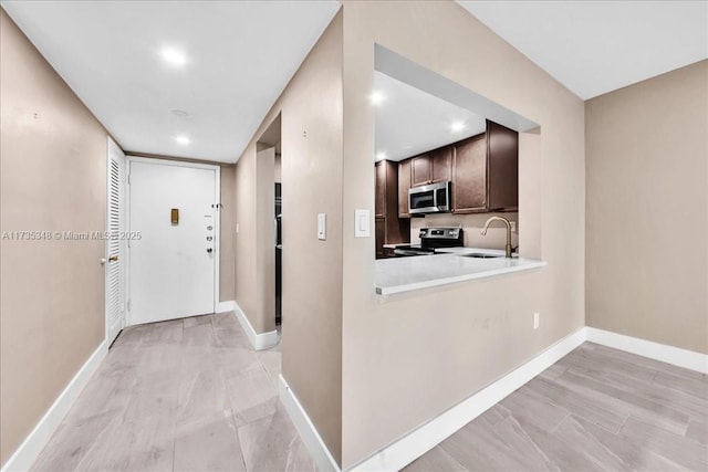 hallway with sink