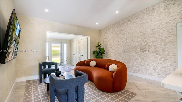 view of tiled living room