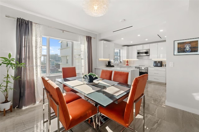 dining area with sink