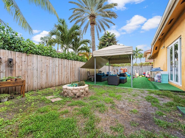 15804 SW 99th Ter, Miami, FL 33196 - view of yard with an outdoor living space, french doors, and a gazebo